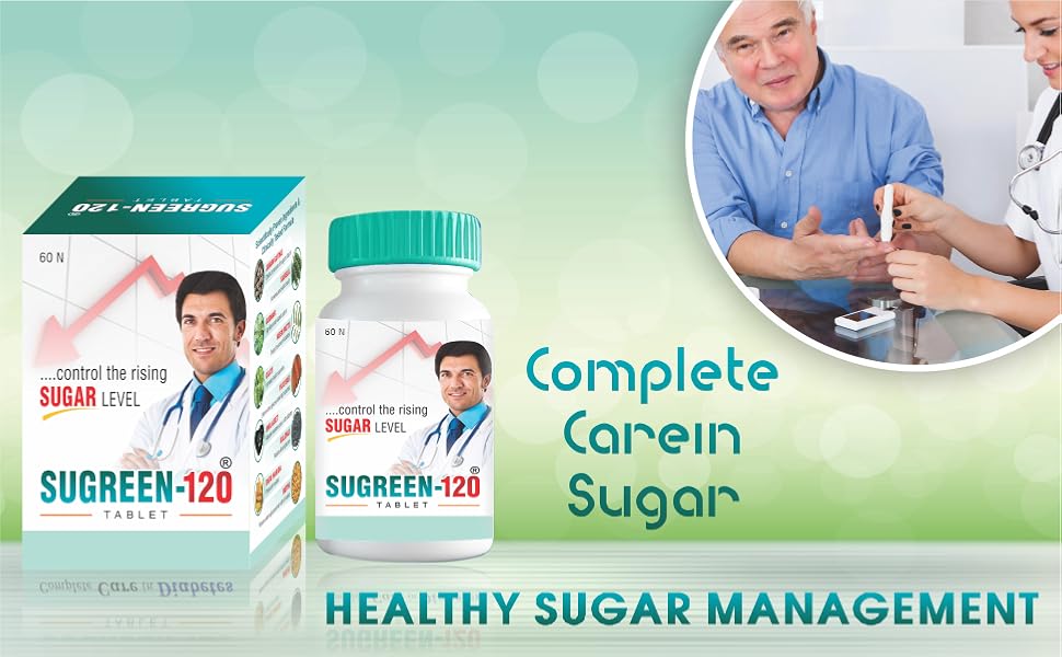 Drugs Lab Sugreen 120 for Healthy Insulin Function and Sugar Control | Contains Natural Ingredients Jamun Guthli, Karela, Gudmar, Neem Patti, Giloy - 60 Tablets