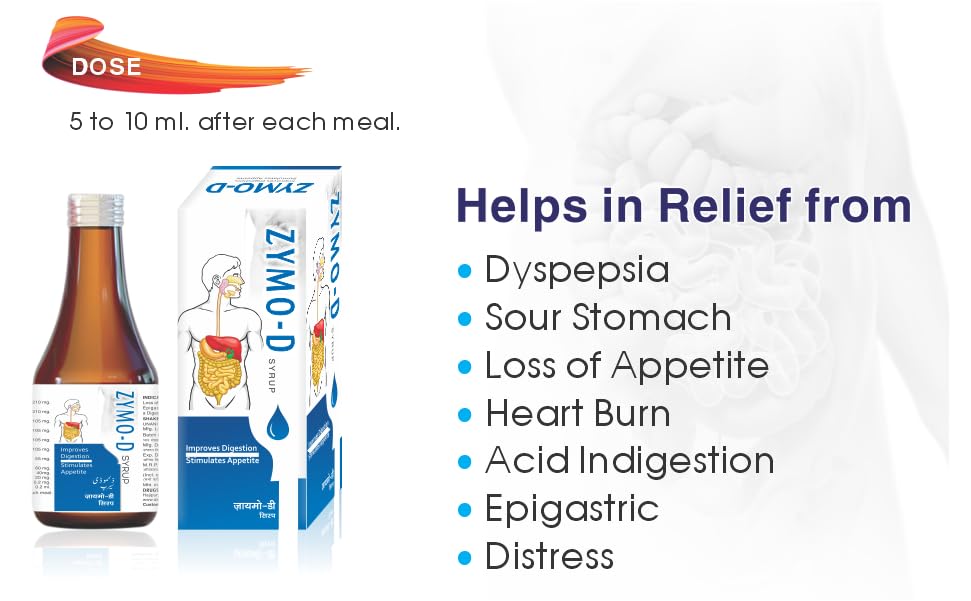 Zymo-D Syrup | Helps in Digestion & Weight Management For Men & Women | Herbal product | For Acidity, Constipation and Gas, boosts digestive immunity (450 ML Pack Of 1)