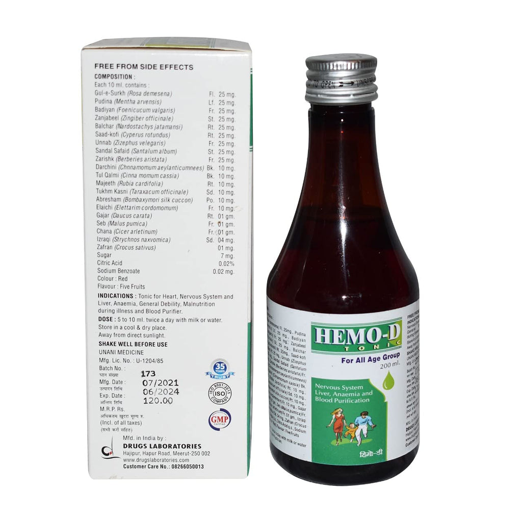 Drugs Lab Hemo-D Blood Purifier Tonic 200 ML (Pack of 2)
