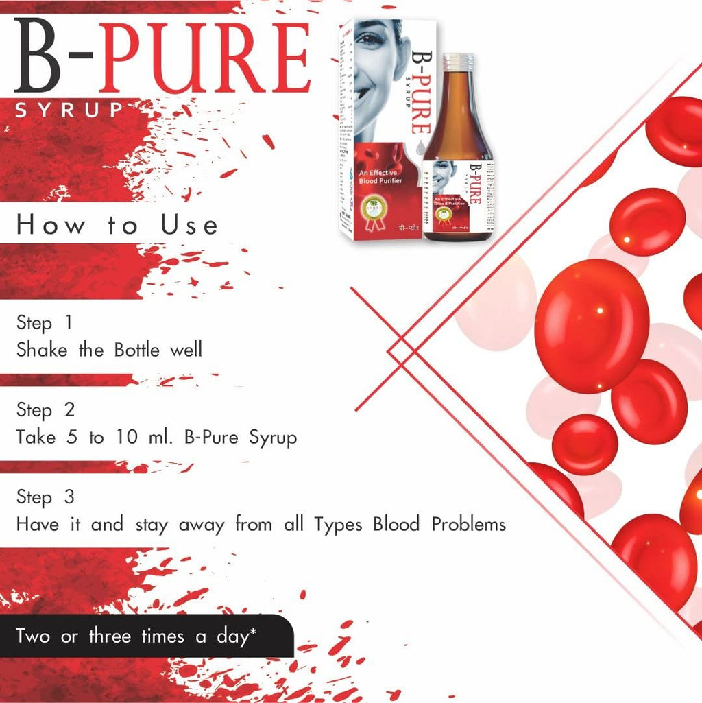 B.Pure Blood Purifier – 200ml Syrup | Reduces Pimples and blemishes | Prevents Acne | Remove Allergy 100% Safe, Ayurvedic Formula for Glowing Pimple free skin | Pack of 2