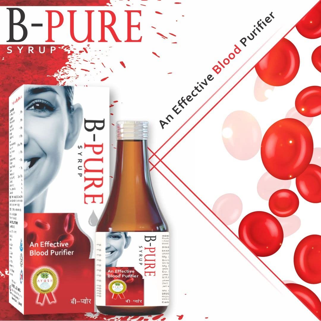 B.Pure Blood Purifier – 200ml Syrup | Reduces Pimples and blemishes | Prevents Acne | Remove Allergy 100% Safe, Ayurvedic Formula for Glowing Pimple free skin | Pack of 2