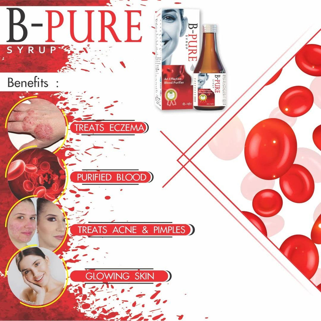 B.Pure Blood Purifier – 200ml Syrup | Reduces Pimples and blemishes | Prevents Acne | Remove Allergy 100% Safe, Ayurvedic Formula for Glowing Pimple free skin | Pack of 2