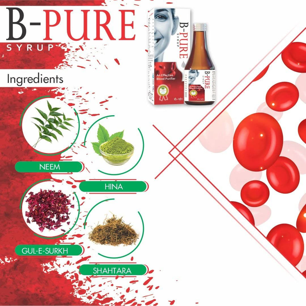 B.Pure Blood Purifier – 200ml Syrup | Reduces Pimples and blemishes | Prevents Acne | Remove Allergy 100% Safe, Ayurvedic Formula for Glowing Pimple free skin | Pack of 2
