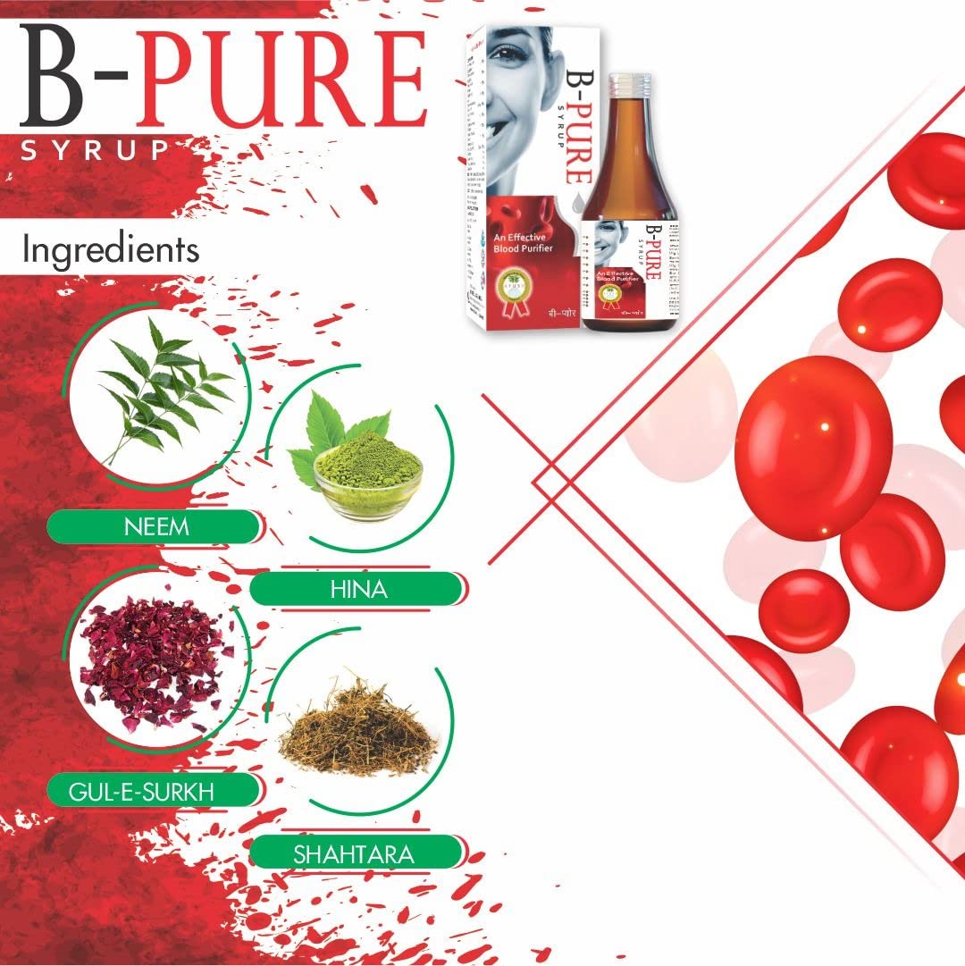 B.Pure Blood Purifier – 200ml Syrup | Reduces Pimples and blemishes | Prevents Acne | Remove Allergy 100% Safe, Ayurvedic Formula for Glowing Pimple free skin | Pack of 2