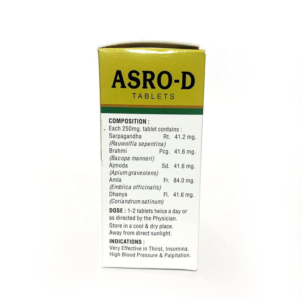 Drugs Lab ASRO-D Tablets | High BP | Palpitation | Insomnia | 100 Tablets