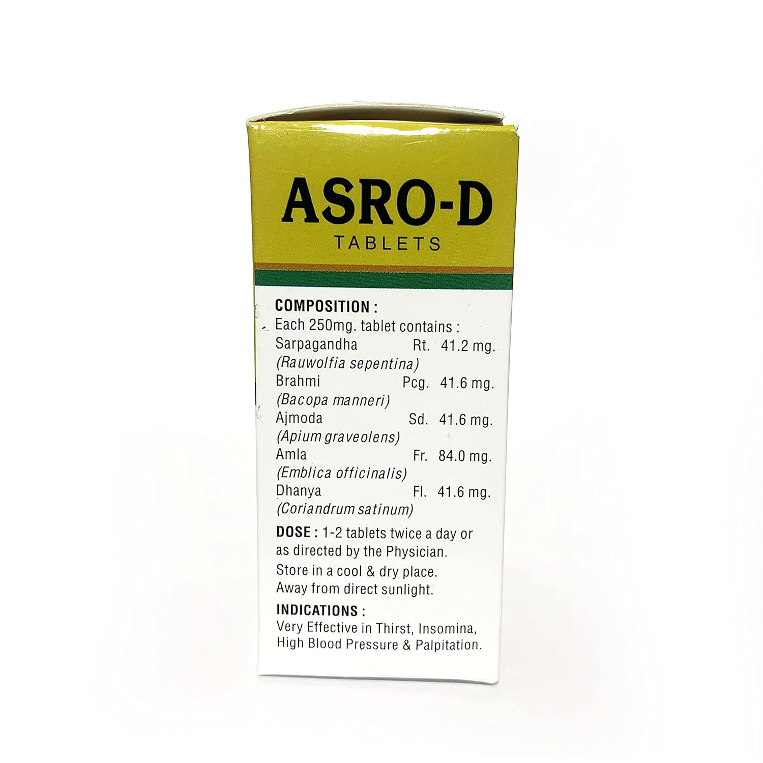 Drugs Lab ASRO-D Tablets | High BP | Palpitation | Insomnia | 100 Tablets