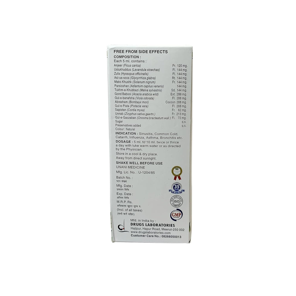 Drugs Lab Sinflu Herbal Syrup For Cold & Cough 100 ML - Pack of 2