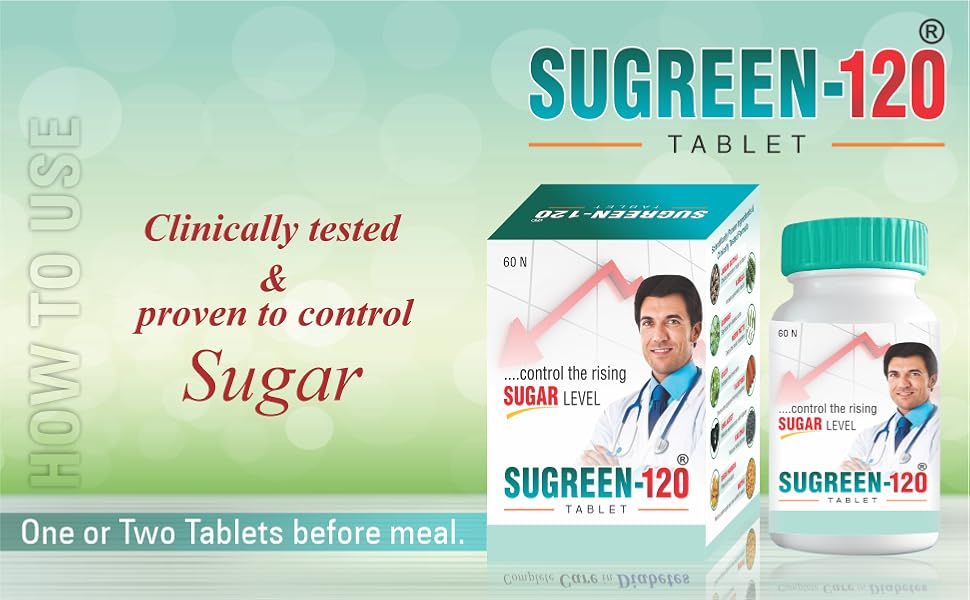 Drugs Lab Sugreen 120 for Healthy Insulin Function and Sugar Control | Contains Natural Ingredients Jamun Guthli, Karela, Gudmar, Neem Patti, Giloy - 60 Tablets