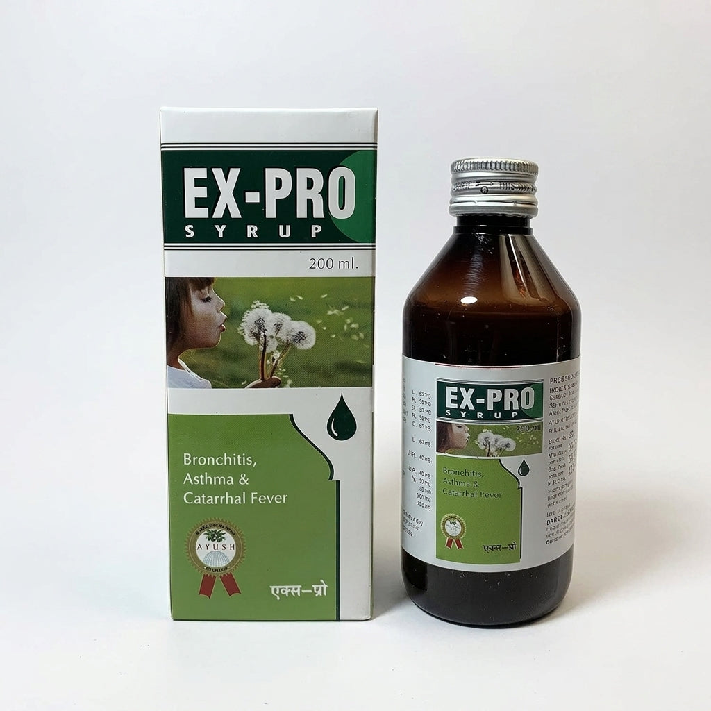 EX-PRO Syrup 200ml - Bedside Lifestyle Shot with Box
