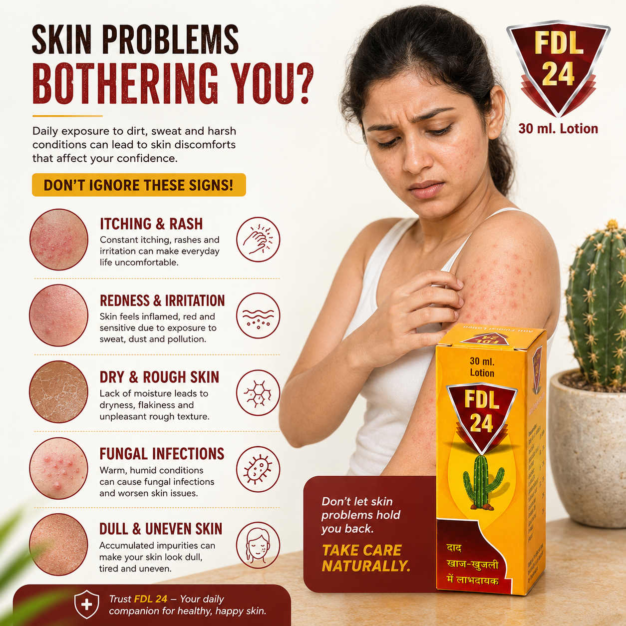 FDL 24 Lotion - Skin Problems Infographic